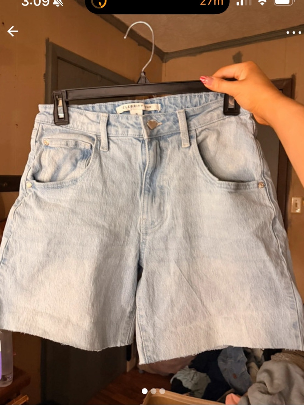 Celebrity Pink Light Blue Denim High-Rise Jean Shorts
